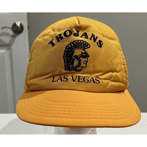 Vintage Semi Pro Football Team Hat Las Vegas Trojans Yellow SnapBack - Picture 1 of 3